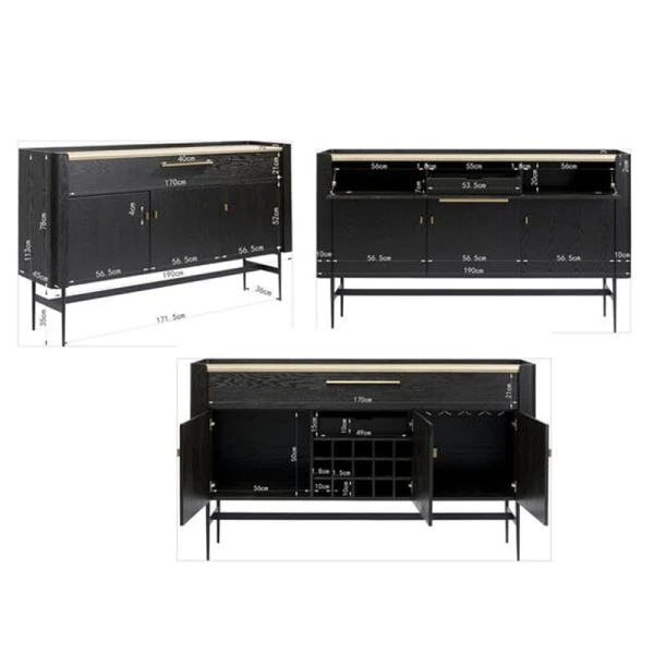 Zwarte Design Wijnkast Dressoir 10 Zwarte Design Wijnkast Dressoir - Afbeelding 10