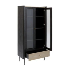 Zwarte Design Vitrinekast -BePureHome Verkoop kare design milano zwarte design vitrinekast 06