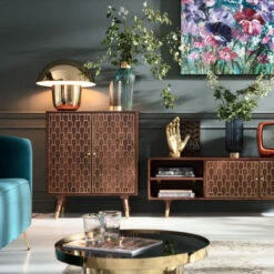 Retro Kastje Mangohout Goud 13 Retro Kastje Mangohout Goud -BePureHome Verkoop kare design muskat mangohouten retrowandkast 10