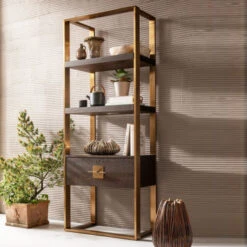 Open Wandkast Messing Met Hout 13 Open Wandkast Messing Met Hout -BePureHome Verkoop kare design osaka open wandkast messing met hout 02