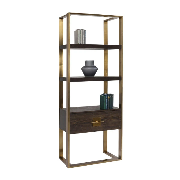 Open Wandkast Messing Met Hout 4 Open Wandkast Messing Met Hout - Afbeelding 4