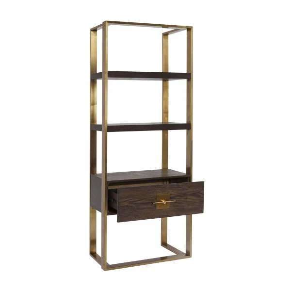 Open Wandkast Messing Met Hout 6 Open Wandkast Messing Met Hout - Afbeelding 6