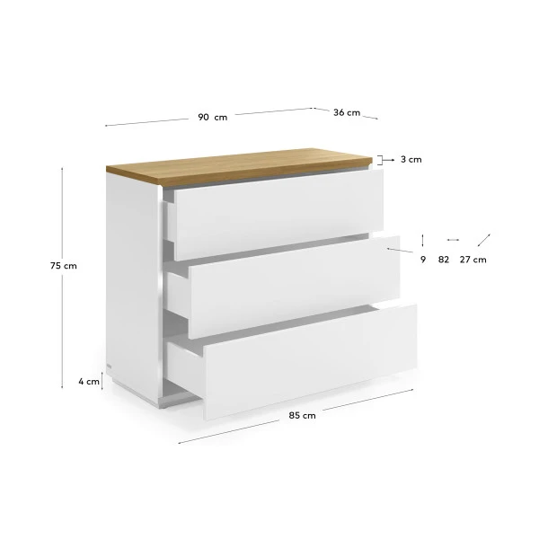 Witte Ladekast Met Eiken Blad 7 Witte Ladekast Met Eiken Blad - Afbeelding 7