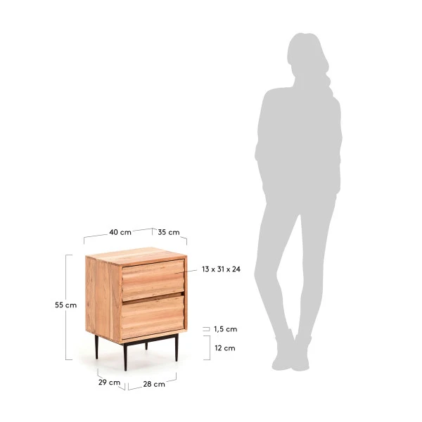 Nachtkastje Van Licht Hout 8 Nachtkastje Van Licht Hout - Afbeelding 8