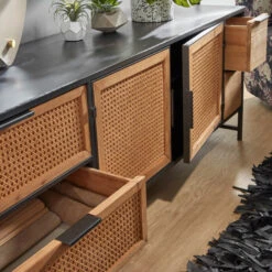 Zwart Tv-meubel Met Webbing -BePureHome Verkoop kave home kyoko zwart tv meubel met webbing 01 1