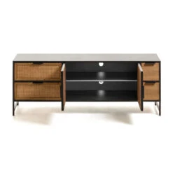 Zwart Tv-meubel Met Webbing -BePureHome Verkoop kave home kyoko zwart tv meubel met webbing 04