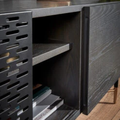 Tv-meubel Zwart Met Goud -BePureHome Verkoop kave home milian zwart essenhouten tv meubel 02 1