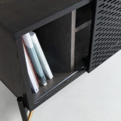 Tv-meubel Zwart Met Goud -BePureHome Verkoop kave home milian zwart essenhouten tv meubel 05