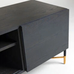 Tv-meubel Zwart Met Goud -BePureHome Verkoop kave home milian zwart essenhouten tv meubel 06