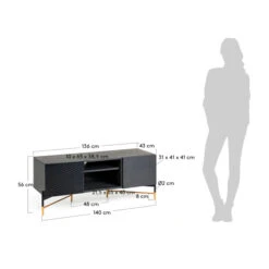 Tv-meubel Zwart Met Goud -BePureHome Verkoop kave home milian zwart essenhouten tv meubel 08