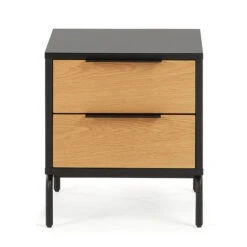 Nachtkastje Zwart Met Eiken