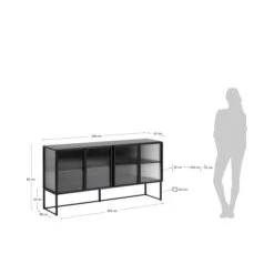 Zwart Dressoir Met Ribbelglas -BePureHome Verkoop kave home trixie zwart dressoir met ribbelglas 12