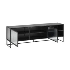 Zwart Tv-meubel Met Ribbelglas 12 Zwart Tv-meubel Met Ribbelglas -BePureHome Verkoop kave home trixie zwart tv meubel met ribbelglas 02 1