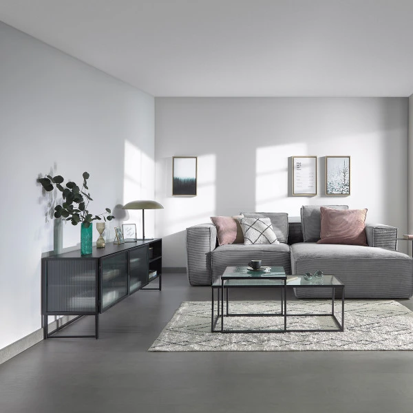 Zwart Tv-meubel Met Ribbelglas 4 Zwart Tv-meubel Met Ribbelglas - Afbeelding 4