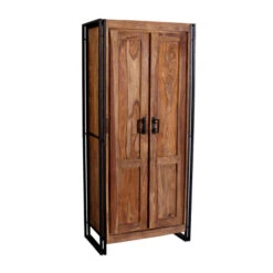 Bergkast Sheeshamhout -BePureHome Verkoop lavis havel hoge wandkast met zwarte handgrepen 03