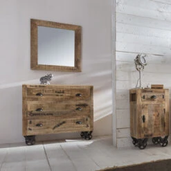 Rustiek Nachtkastje Van Mangohout -BePureHome Verkoop lavis porter industriele kast met tekst 01 2