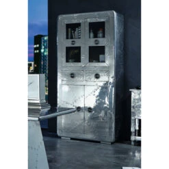 Buffetkast Zilver Aluminium -BePureHome Verkoop lavis witold aluminium vitrinekast met 2 laden 03