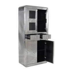 Buffetkast Zilver Aluminium -BePureHome Verkoop lavis witold aluminium vitrinekast met 2 laden 04 1