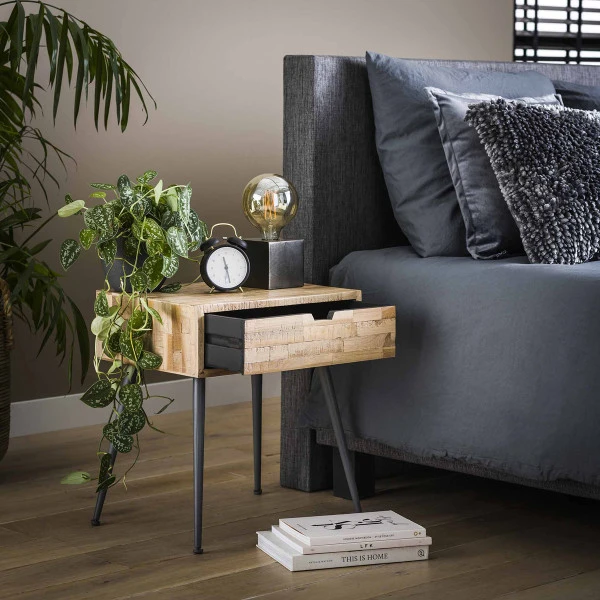 Nachtkastje Teakhout Greywash 2 Nachtkastje Teakhout Greywash - Afbeelding 2