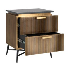 Gouden Nachtkastje Met Marmer -BePureHome Verkoop richmond interiors ironville gouden nachtkastje met marmer 05