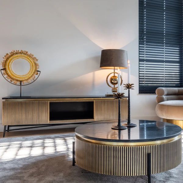 Tv-meubel Messing En Marmer 3 Tv-meubel Messing En Marmer - Afbeelding 3