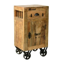 Rustiek Nachtkastje Van Mangohout -BePureHome Verkoop rustiek nachtkastje op wielen 02