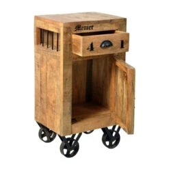 Rustiek Nachtkastje Van Mangohout -BePureHome Verkoop rustiek nachtkastje op wielen 03