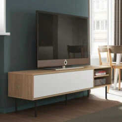 Tv-meubel 5 Tv-meubel -BePureHome Verkoop temahome ampere tv meubel wit met eiken 04 1