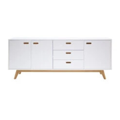 Dressoir Mat Wit Met Eiken