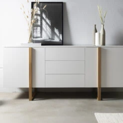 Modern Dressoir Met Eiken -BePureHome Verkoop tenzo birka modern dressoir wit met eiken 03 1