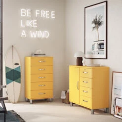 Hoge Ladekast -BePureHome Verkoop tenzo malibu hoge ladekast geel 03 1