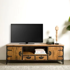 Stoer Tv-meubel Industrieel -BePureHome Verkoop tower living basto houten tv meubel 180 cm 01 2