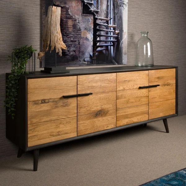 Zwart Eiken Dressoir Retro 200 Cm 1 Zwart Eiken Dressoir Retro 200 Cm