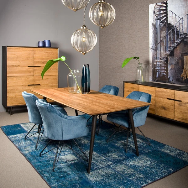 Zwart Eiken Dressoir Retro 200 Cm 2 Zwart Eiken Dressoir Retro 200 Cm - Afbeelding 2