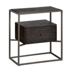 Nachtkastje Zwart Teak Hout