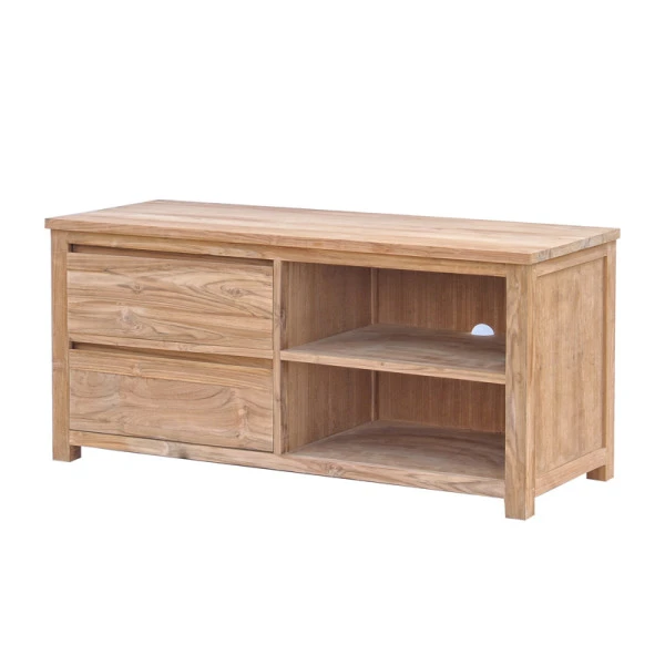 Hoog Tv-meubel Teak - 2 Lades - 130cm - Afbeelding 2