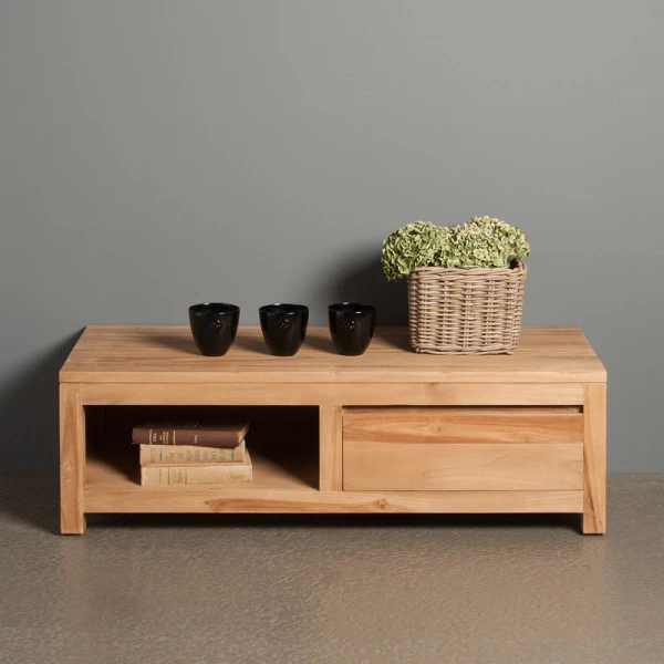 Laag Tv-meubel Teak - 1 Lade - 120cm