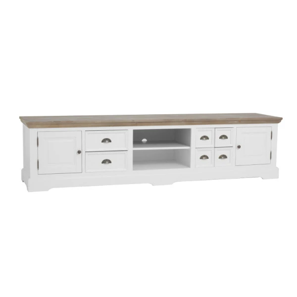 Landelijk Tv-meubel Wit 220 Cm 2 Landelijk Tv-meubel Wit 220 Cm - Afbeelding 2