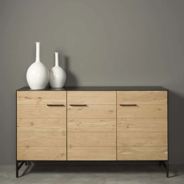 Dressoir Eiken Met Metaal - Afbeelding 2