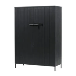 WOOOD Zwarte Kast Grenen Diep Zwart -BePureHome Verkoop woood bruut zwarte houten wandkast 02