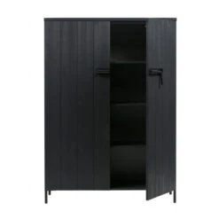 WOOOD Zwarte Kast Grenen Diep Zwart -BePureHome Verkoop woood bruut zwarte houten wandkast 03