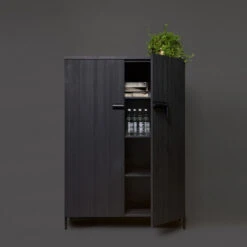 WOOOD Zwarte Kast Grenen Diep Zwart -BePureHome Verkoop woood bruut zwarte houten wandkast 05