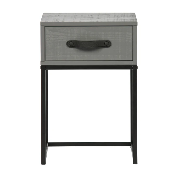 WOOOD Stoer Nachtkastje Van Grijs Hout 2 WOOOD Stoer Nachtkastje Van Grijs Hout - Afbeelding 2