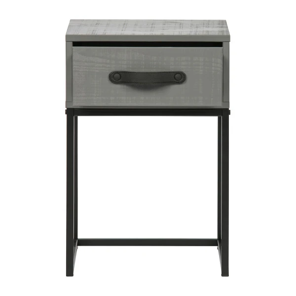 WOOOD Stoer Nachtkastje Van Grijs Hout 3 WOOOD Stoer Nachtkastje Van Grijs Hout - Afbeelding 3