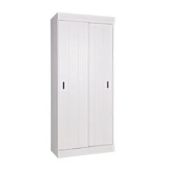 WOOOD Witte Kast Met Schuifdeuren -BePureHome Verkoop woood row witte opbergkast in grenen 02