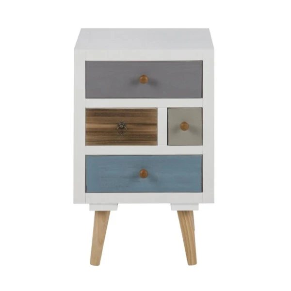 Nachtkast Met 4 Verschillende Kleuren Lades 1 Nachtkast Met 4 Verschillende Kleuren Lades