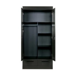WOOOD Zwarte Kledingkast 2-deurs Met Lades -BePureHome Verkoop zwarte kledingkast 2deurs met lades woood connect 03