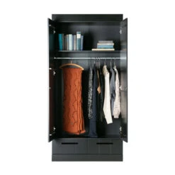 WOOOD Zwarte Kledingkast 2-deurs Met Lades -BePureHome Verkoop zwarte kledingkast 2deurs met lades woood connect 05