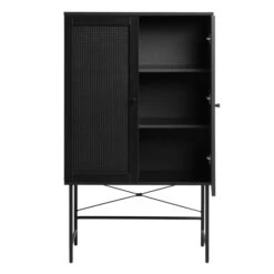 Zwarte Wandkast Met Rotan -BePureHome Verkoop zwarte wandkast met rotan bodio pose 03